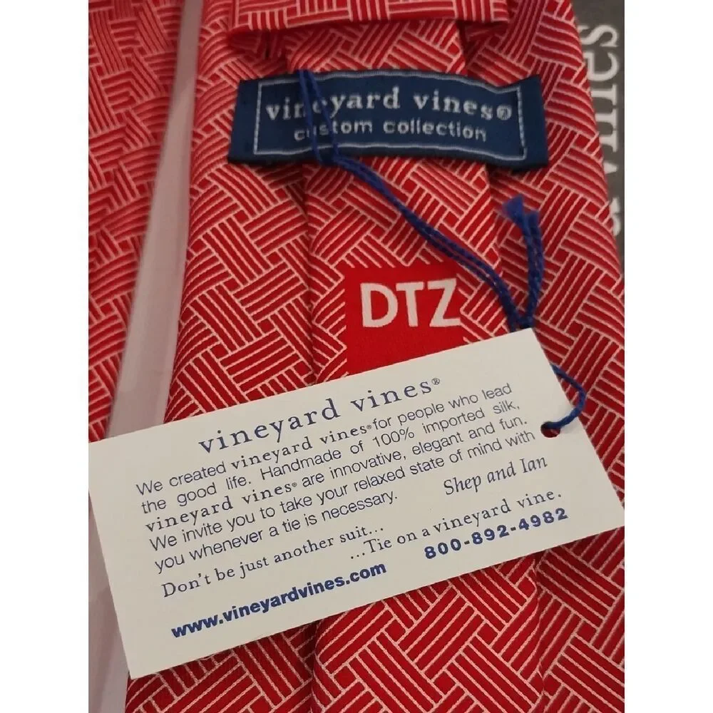 Vineyard Vines Red Geometric Silk Tie